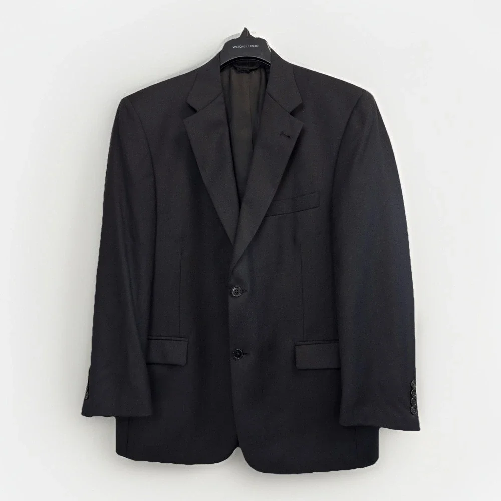 Roundtree & Yorke Men's 42R Jacket Blazer Worsted‎ Wool Navy Blue Twill Vented